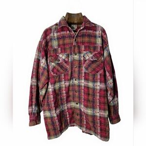 Men's Stylish Red Plaid Shacket Westerncore Gorpcore
